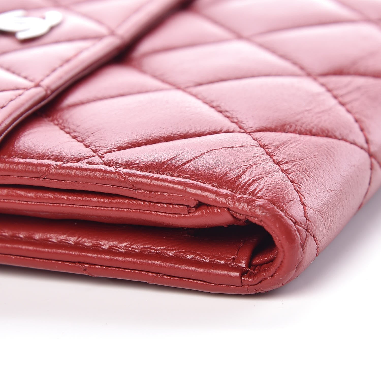 Chanel Lambskin Quilted Compact French Flap Wallet Red 9 of 11