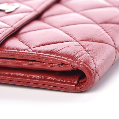 Chanel Lambskin Quilted Compact French Flap Wallet Red 9 of 11