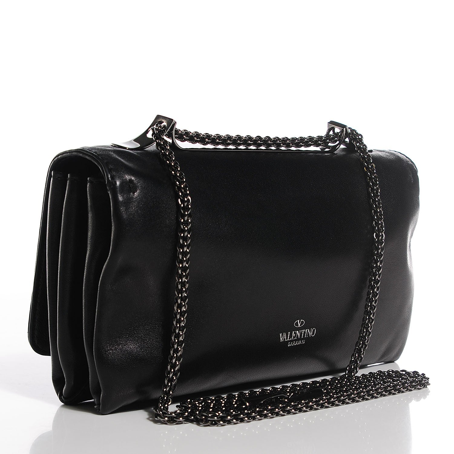 Valentino Garavani Nappa Crystal Encrusted Studs Va Va Voom Shoulder Bag Black 3 of 8