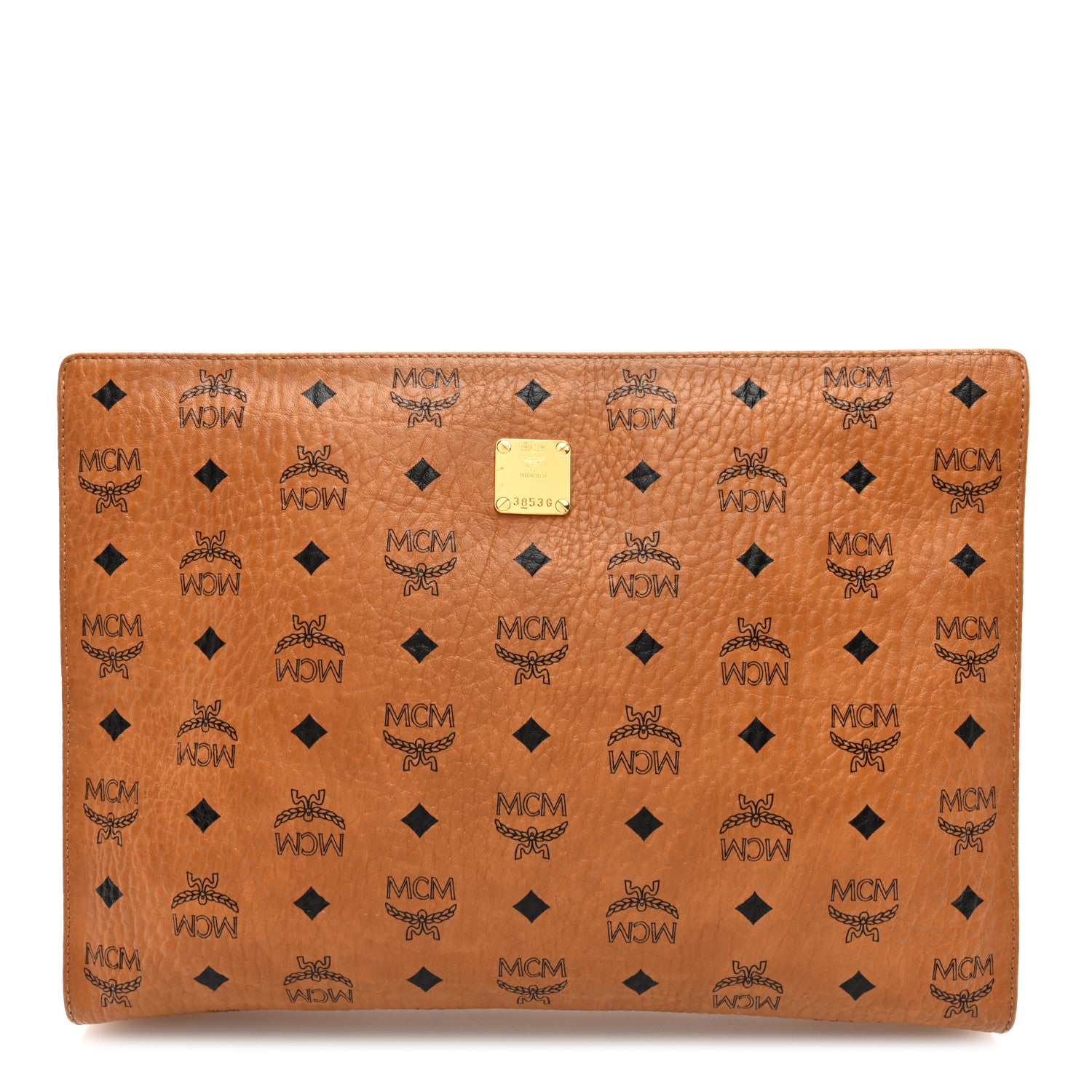 MCM Visetos Large Zip Pouch Cognac 1 of 6
