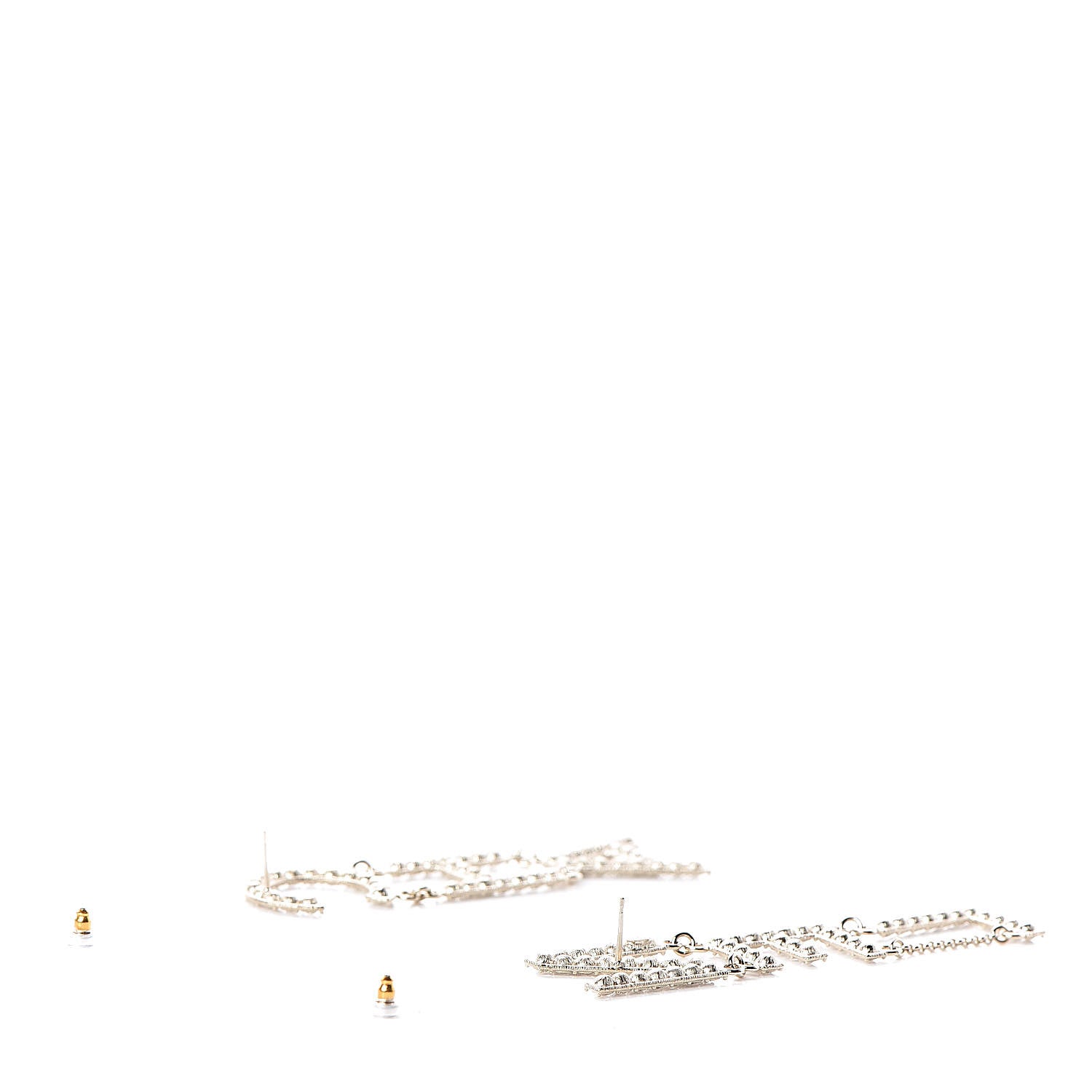 Chanel Crystal Cha-Nel Logo Drop Earrings Gold 3 of 6