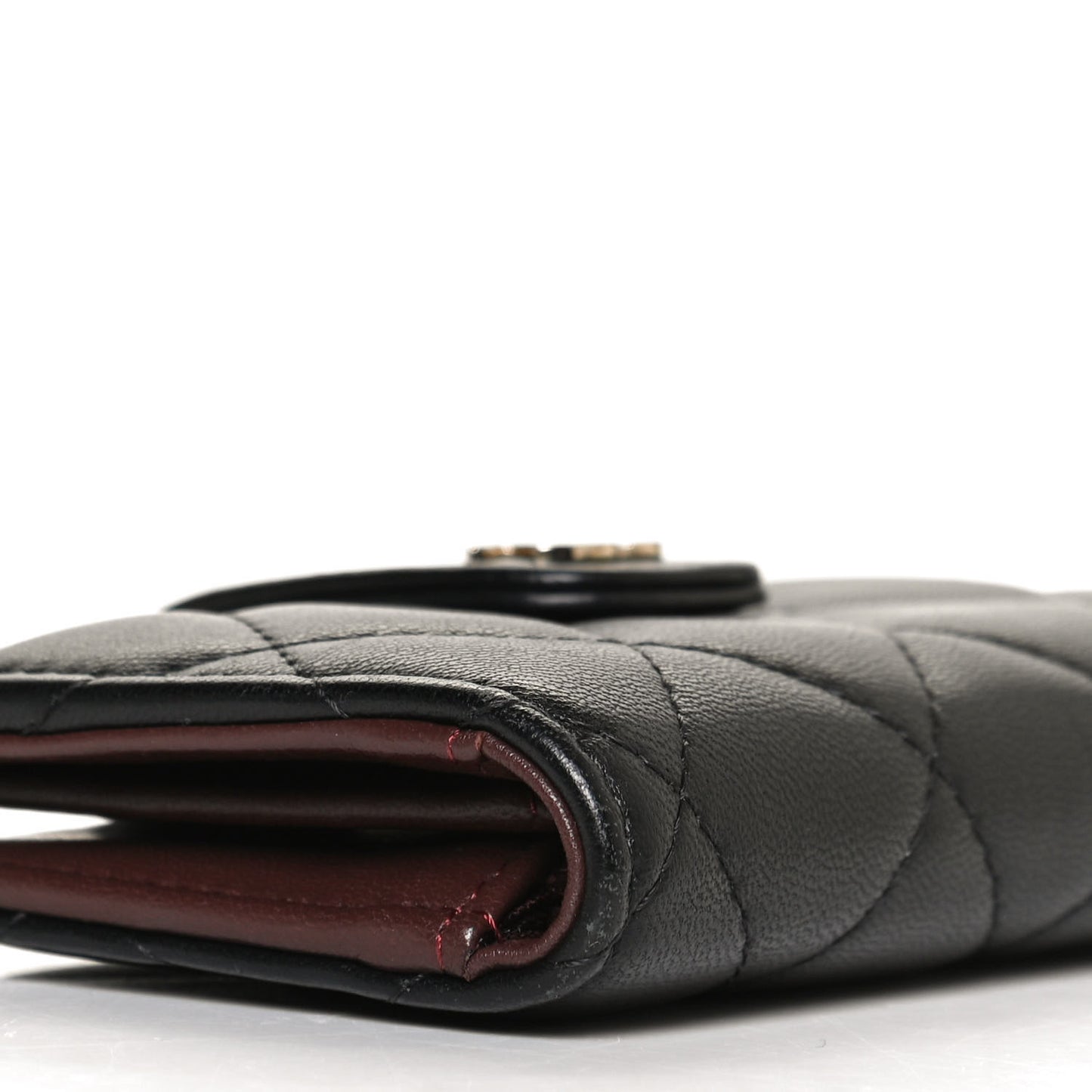 Lambskin Quilted Small Classic Wallet Black