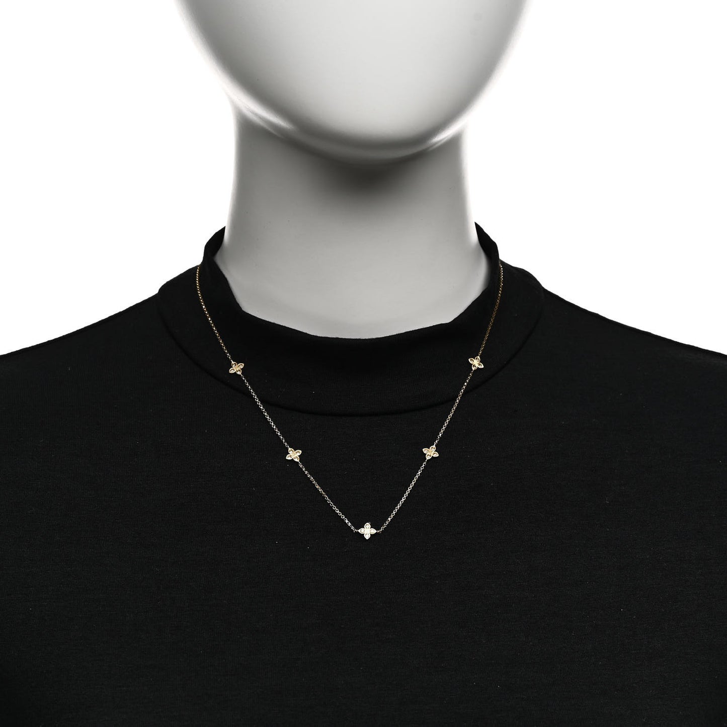 18K Yellow Gold Diamond By the Inch Five Station Flower Necklace