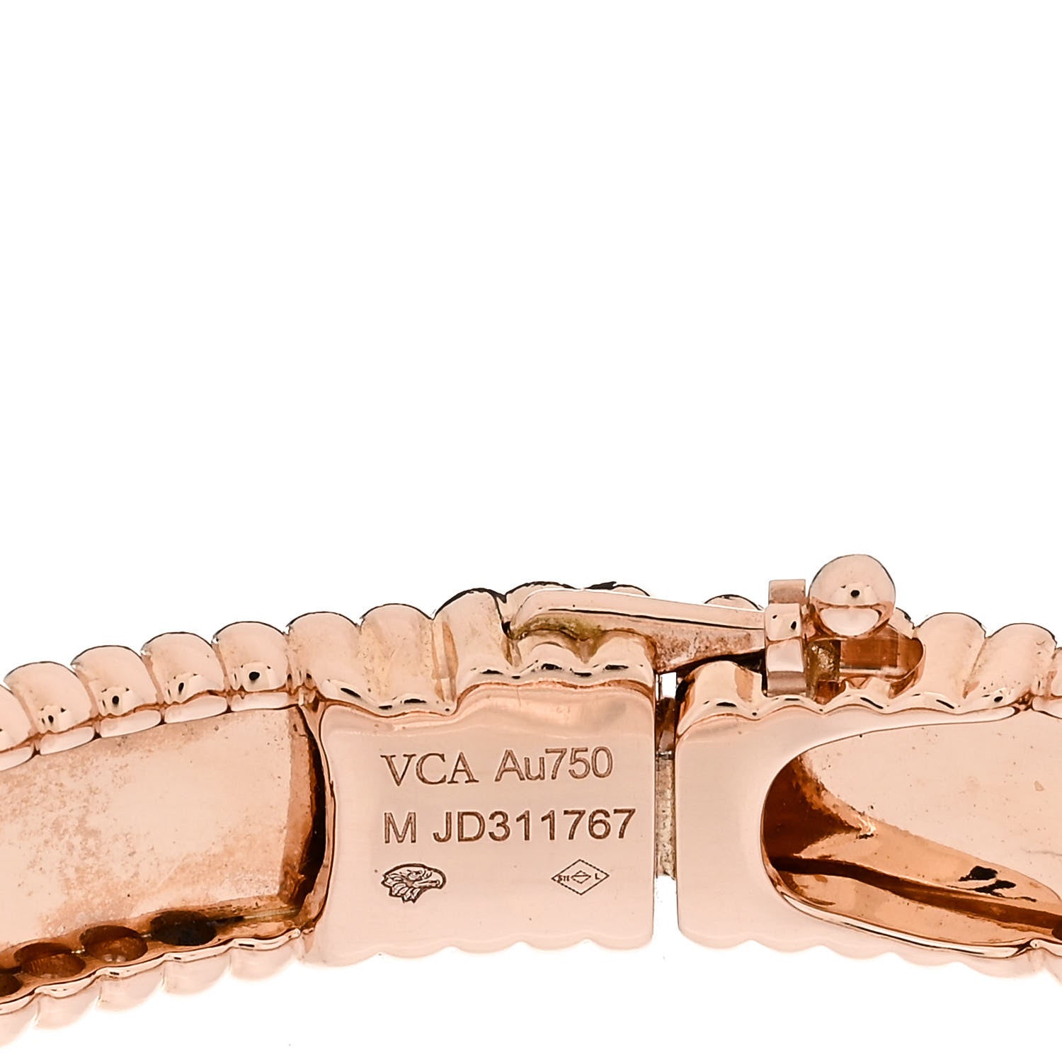 Van Cleef & Arpels 18K Rose Gold Perlee Signature Bangle Bracelet M 3 of 4