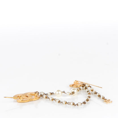 Chanel Pearl Crystal CC Brooch Gold 3 of 4