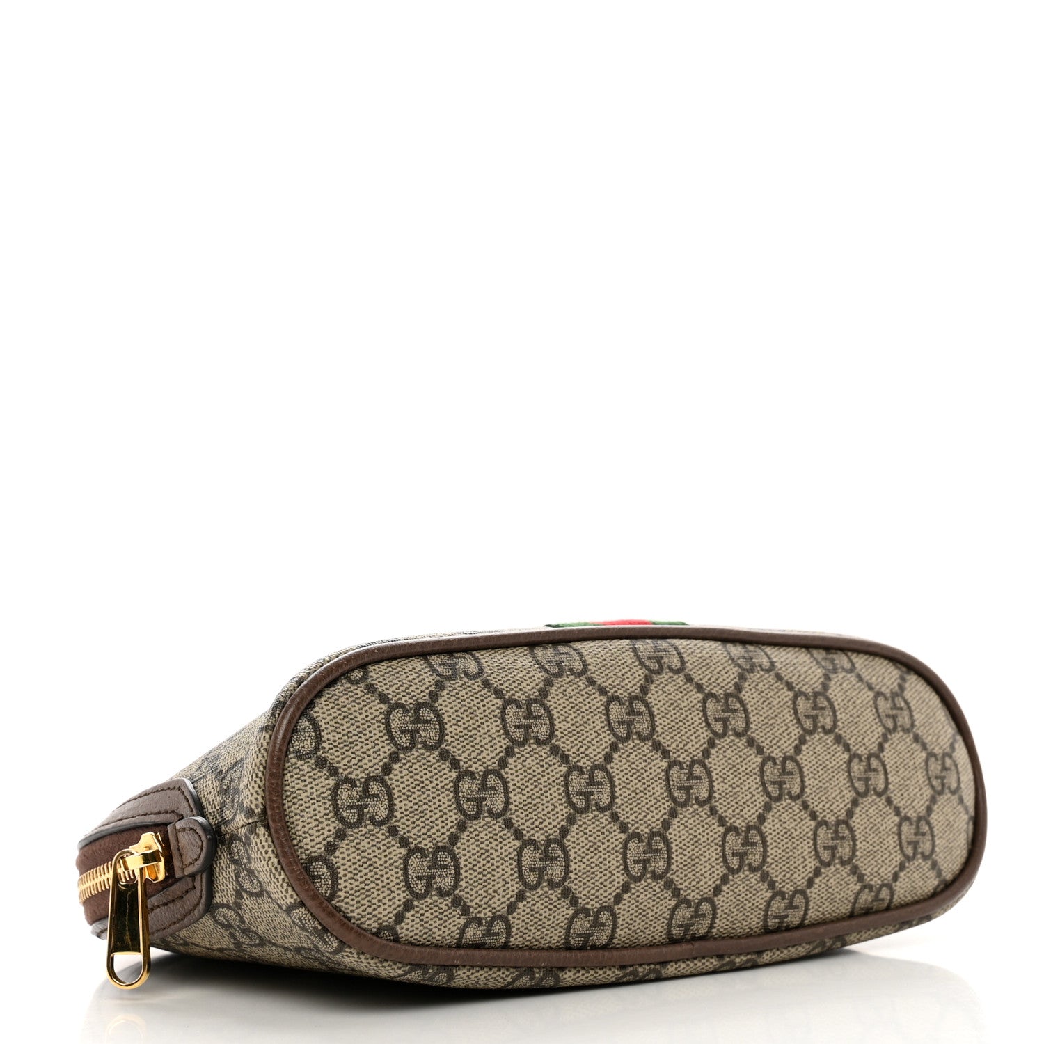 Gucci GG Supreme Monogram Textured Calfskin Web Large Ophidia Cosmetic Case Beige Ebony New Acero 4 of 7
