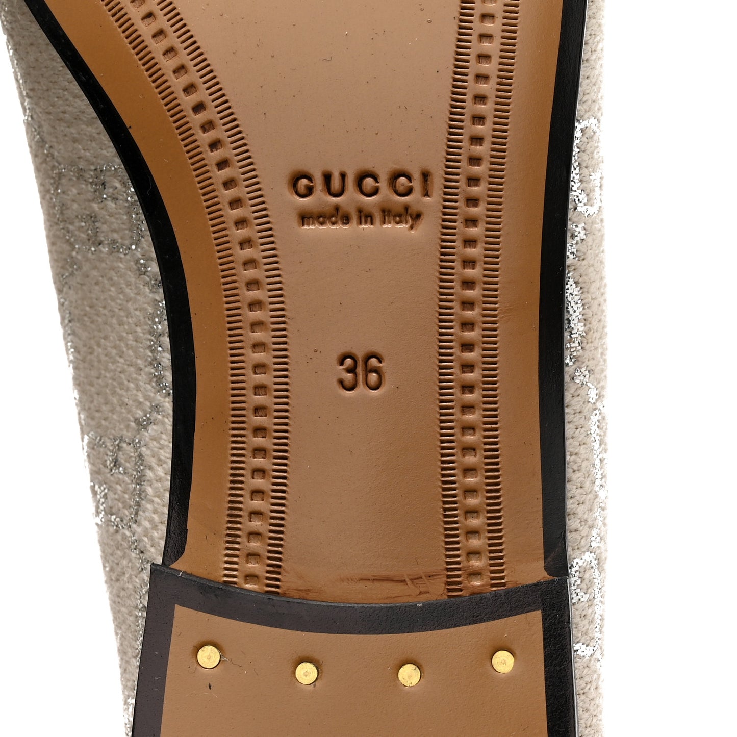 Canvas GG Monogram Horsebit Womens Jordaan Loafers 36 Gardenia Silver