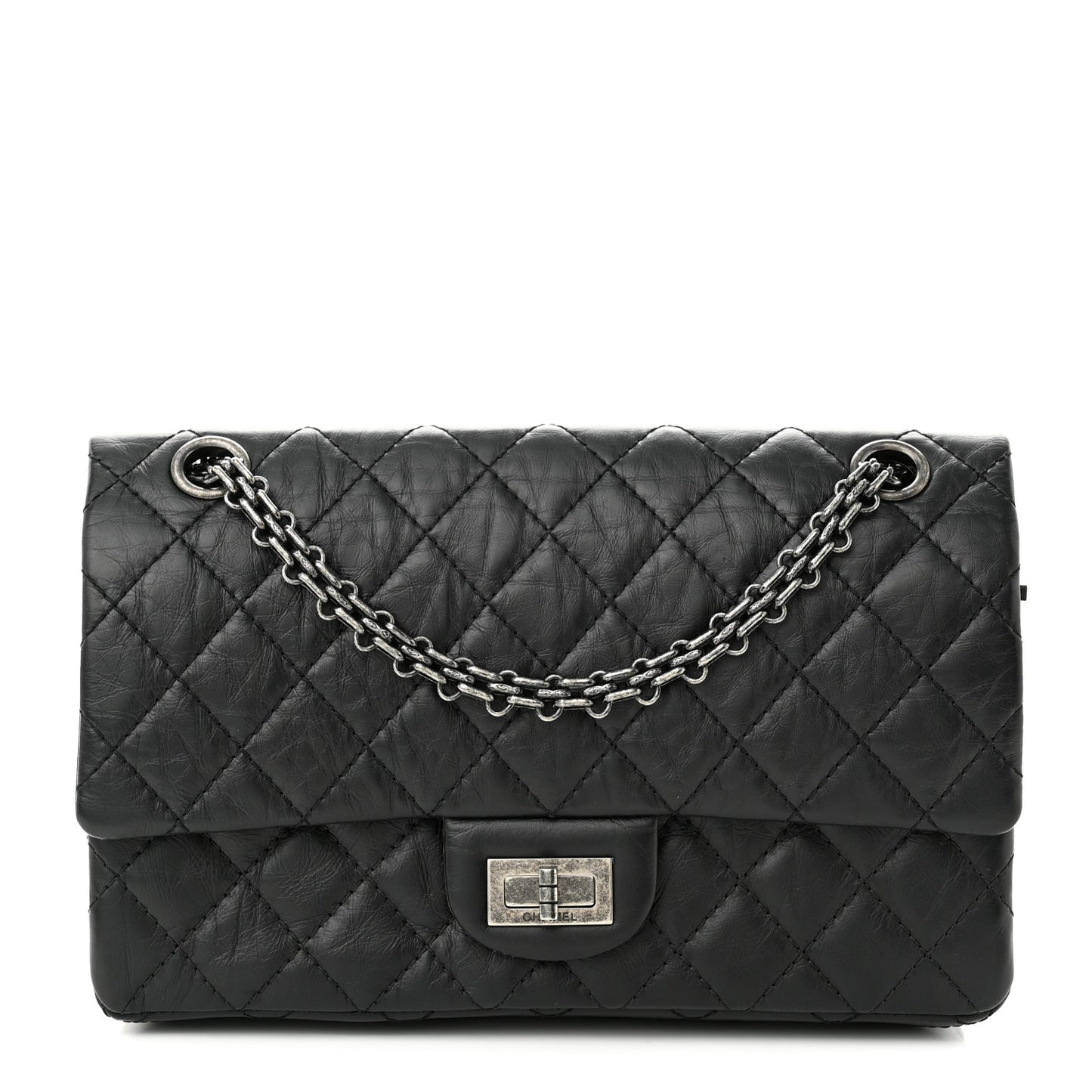 Aged Calfskin Quilted 2.55 Reissue 225 Flap Black