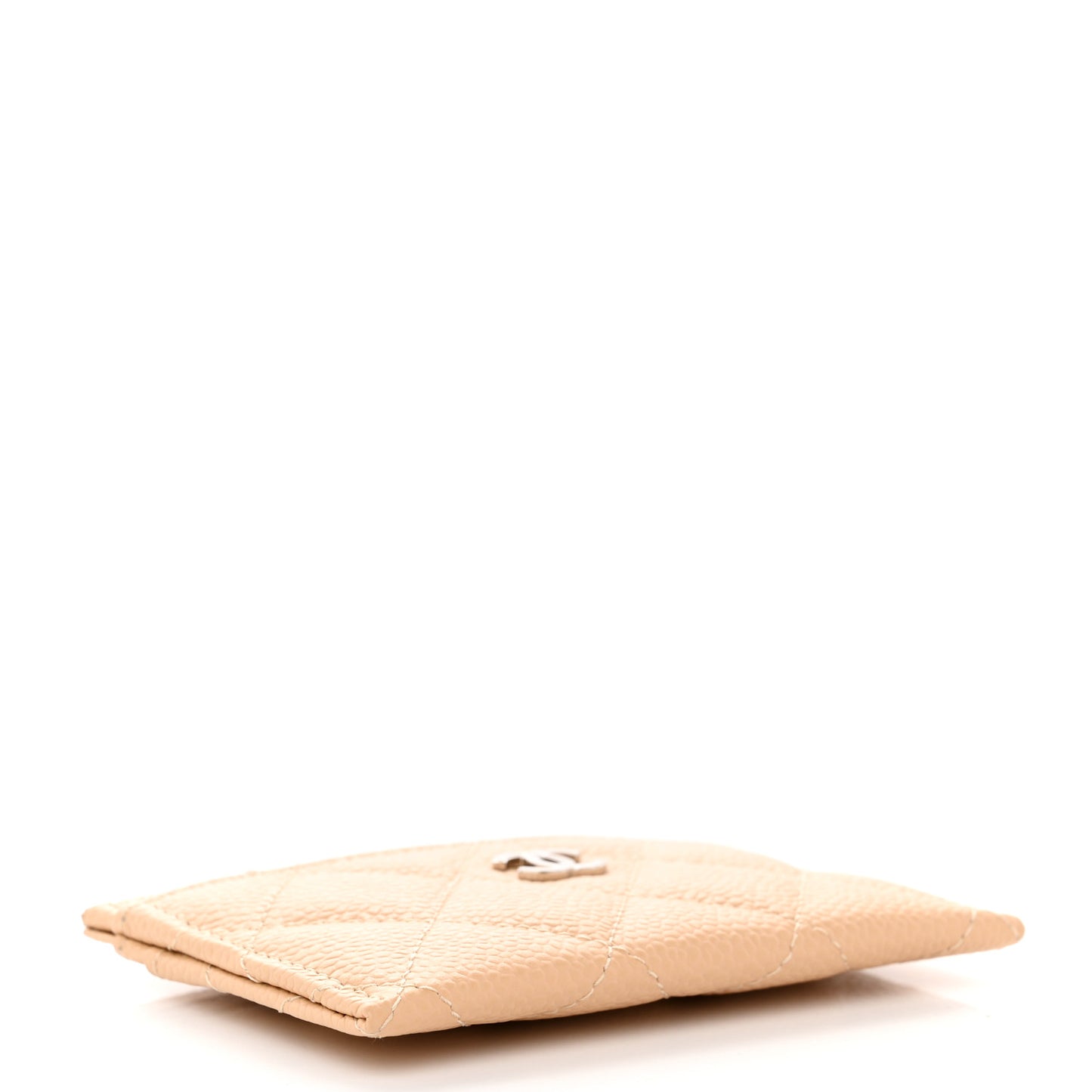 Caviar Quilted Card Holder Beige