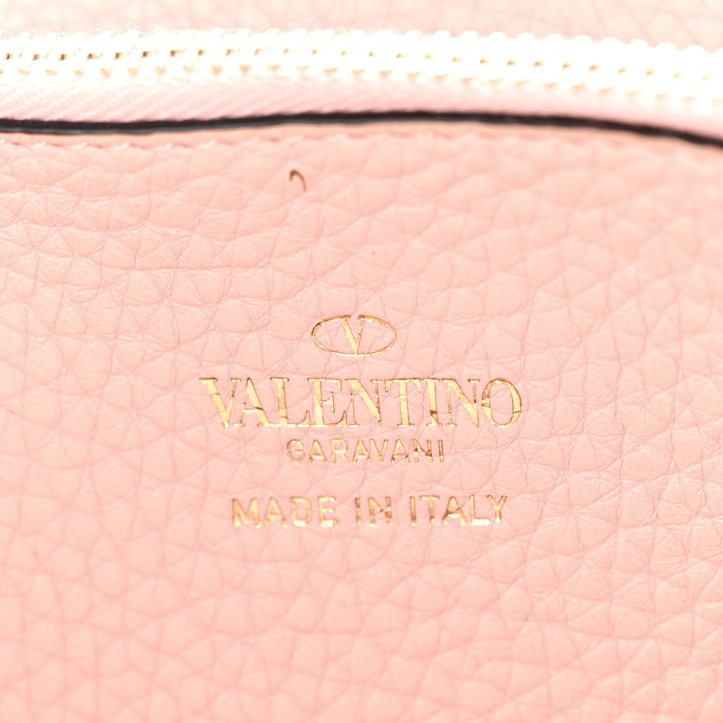 Pebbled Calfskin Rockstud Zip Around Wallet Water Rose