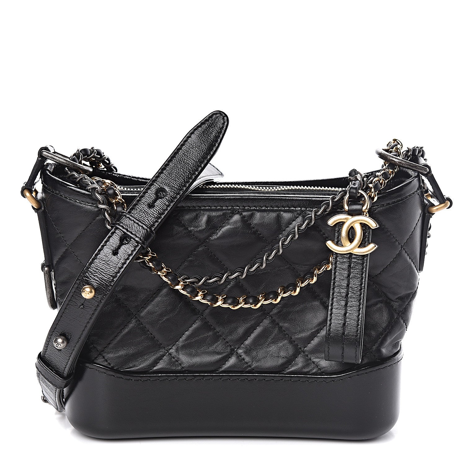 Chanel Aged Calfskin Quilted Small Gabrielle Hobo Black 1 of 11