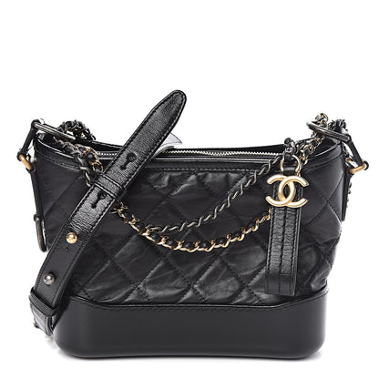 Chanel Aged Calfskin Quilted Small Gabrielle Hobo Black 1 of 11