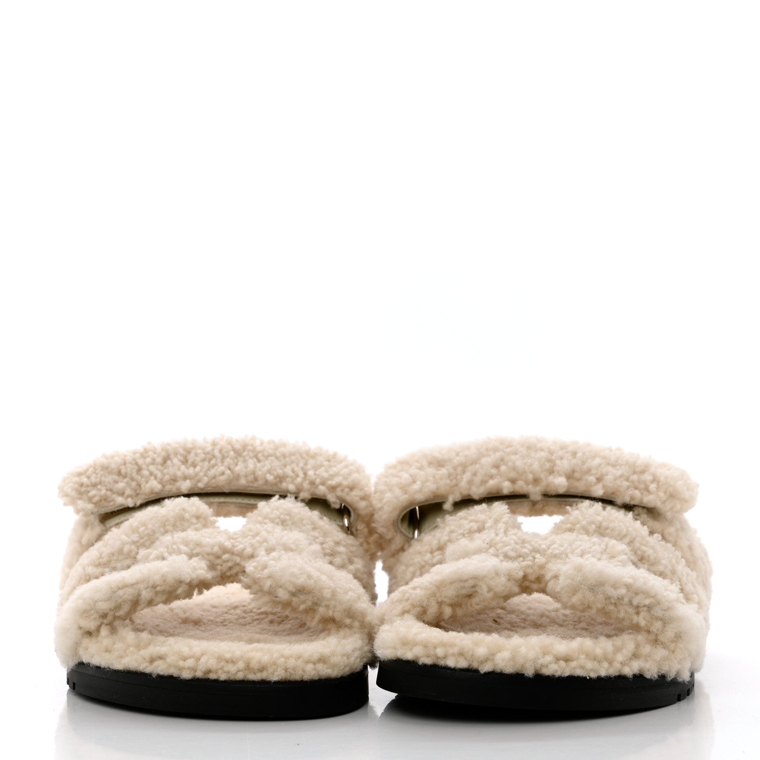 Hermes Woolskin Womens Chypre Sandals 38 Ecru 2 of 9