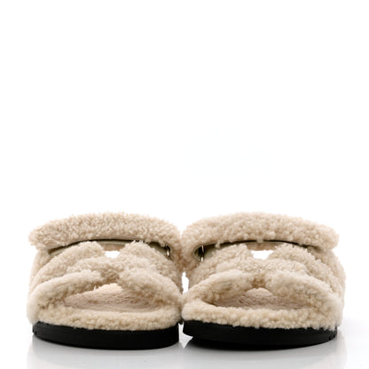 Hermes Woolskin Womens Chypre Sandals 38 Ecru 2 of 9