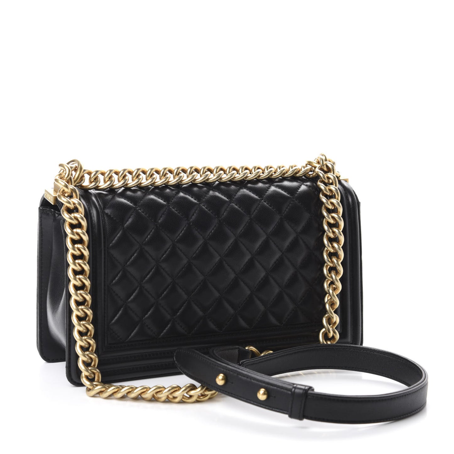 Lambskin Quilted Medium Boy Flap Black