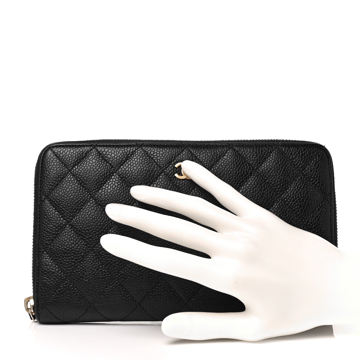 Chanel Caviar Quilted Large Zip Around Organizer Wallet Black 2 of 9