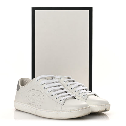 Gucci Calfskin Interlocking G Perforated Womens Ace Sneakers 39 White Grey Sky 11 of 11