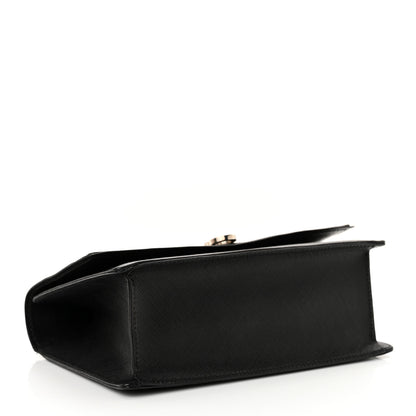 Salvatore Ferragamo Printed Calfskin Gancini Bow Chain Shoulder Bag Black 4 of 14