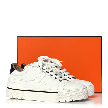 Hermes Epsom Womens Voltage Sneakers 38 White Black 9 of 9