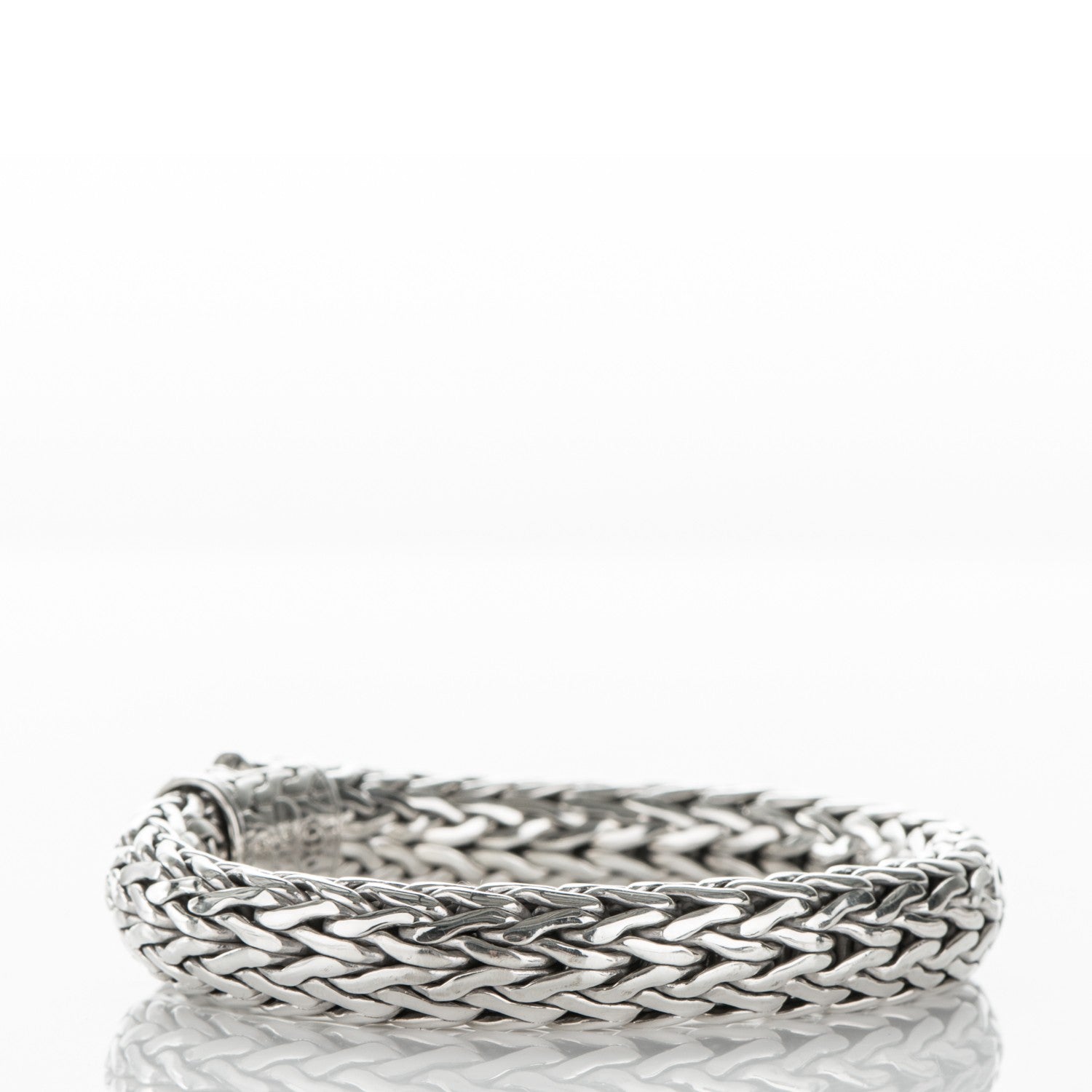 John Hardy Sterling Silver Pave Diamond Medium Classic Chain Clasp Bracelet 3 of 7