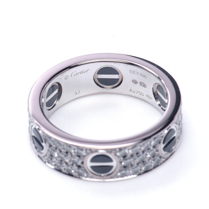 Cartier 18K White Gold Diamond Ceramic LOVE Paved Ring 57 8 6 of 7