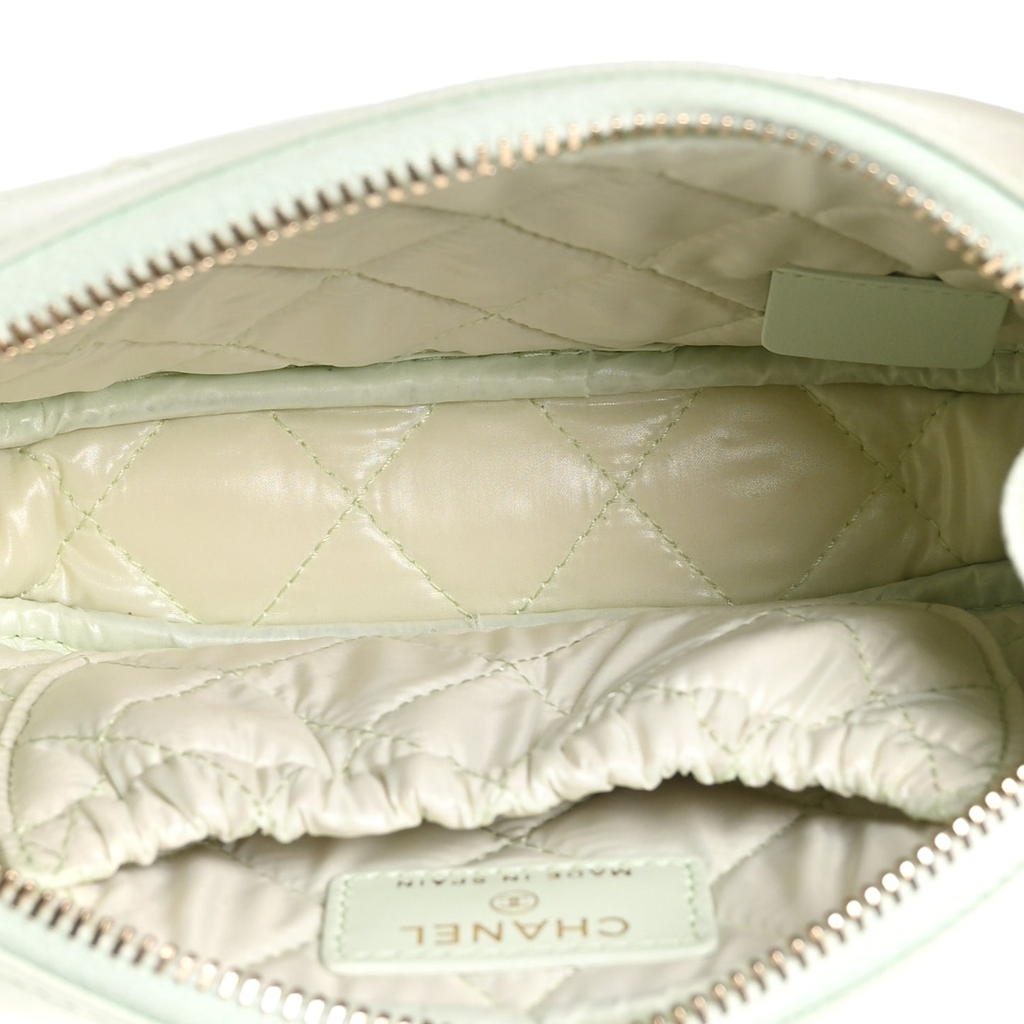 Caviar Quilted Small Curvy Pouch Cosmetic Case Light Green
