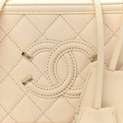 Chanel Caviar Quilted Small CC Filigree Vanity Case White 8 of 15