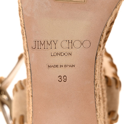 Jimmy Choo Suede Espadrille Abigail 100 Wedge Sandals 39 Brown 7 of 7