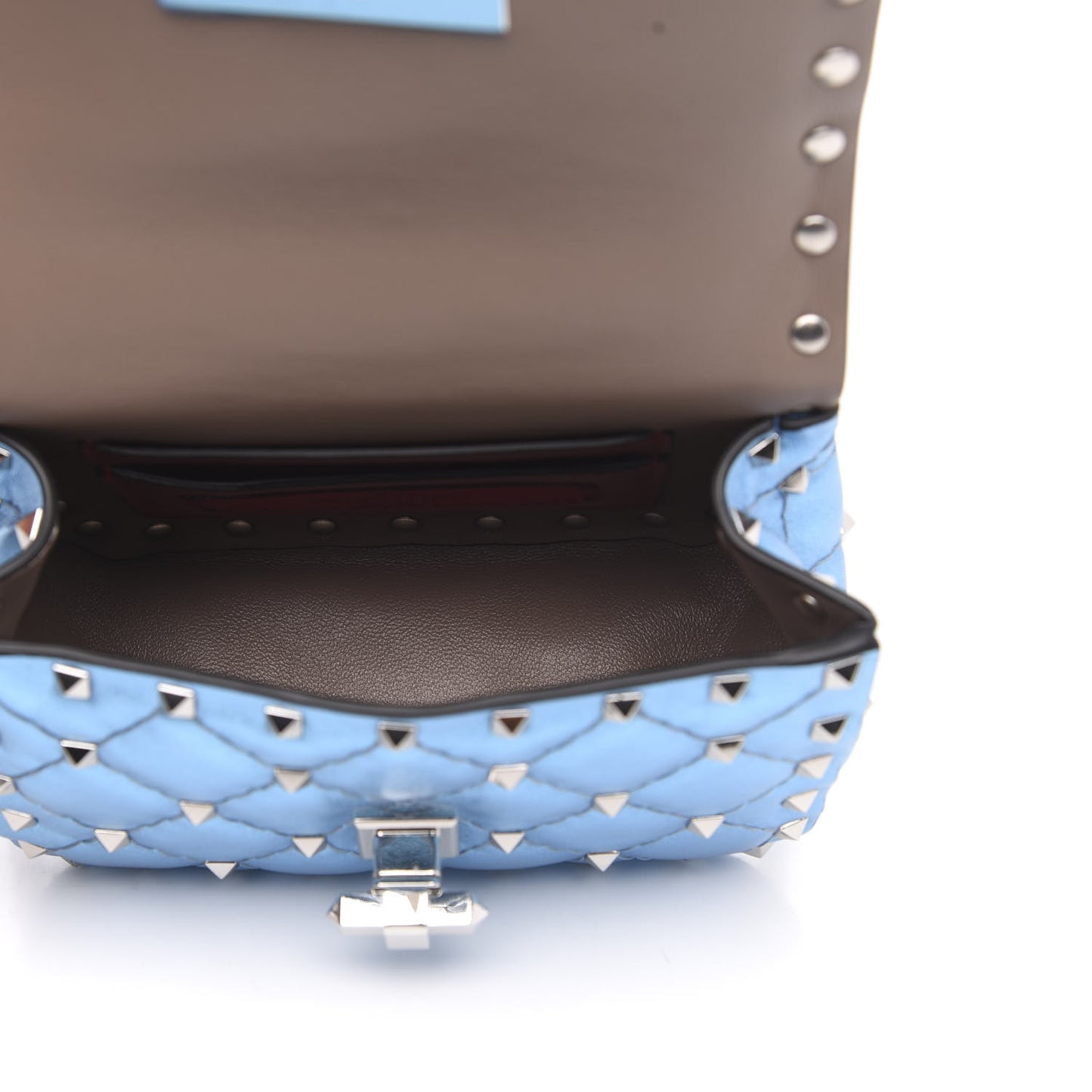 Metallic Nappa Micro Rockstud Spike Shoulder Bag Cerulean
