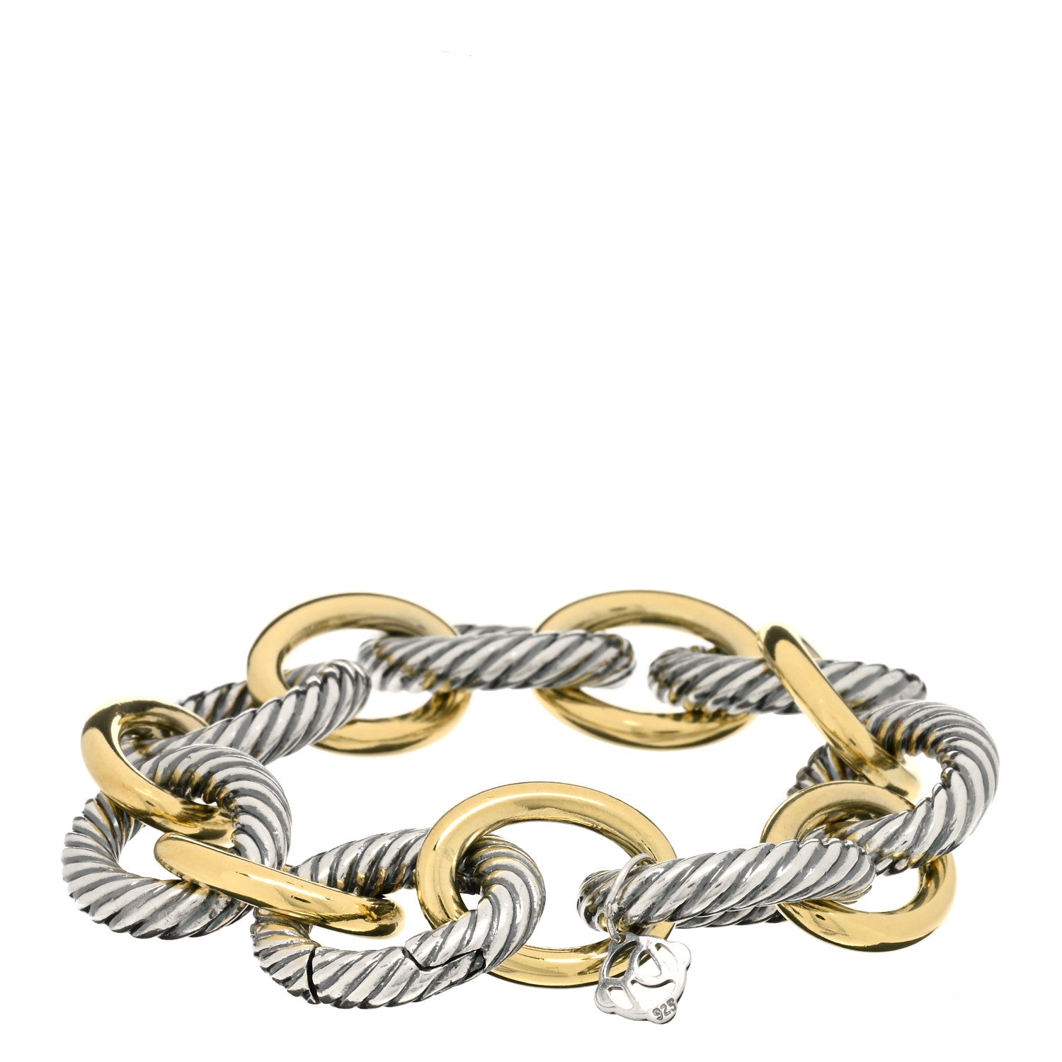 David Yurman Sterling Silver 18K Yellow Gold 18mm Extra Large Oval Link Bracelet 2 of 3