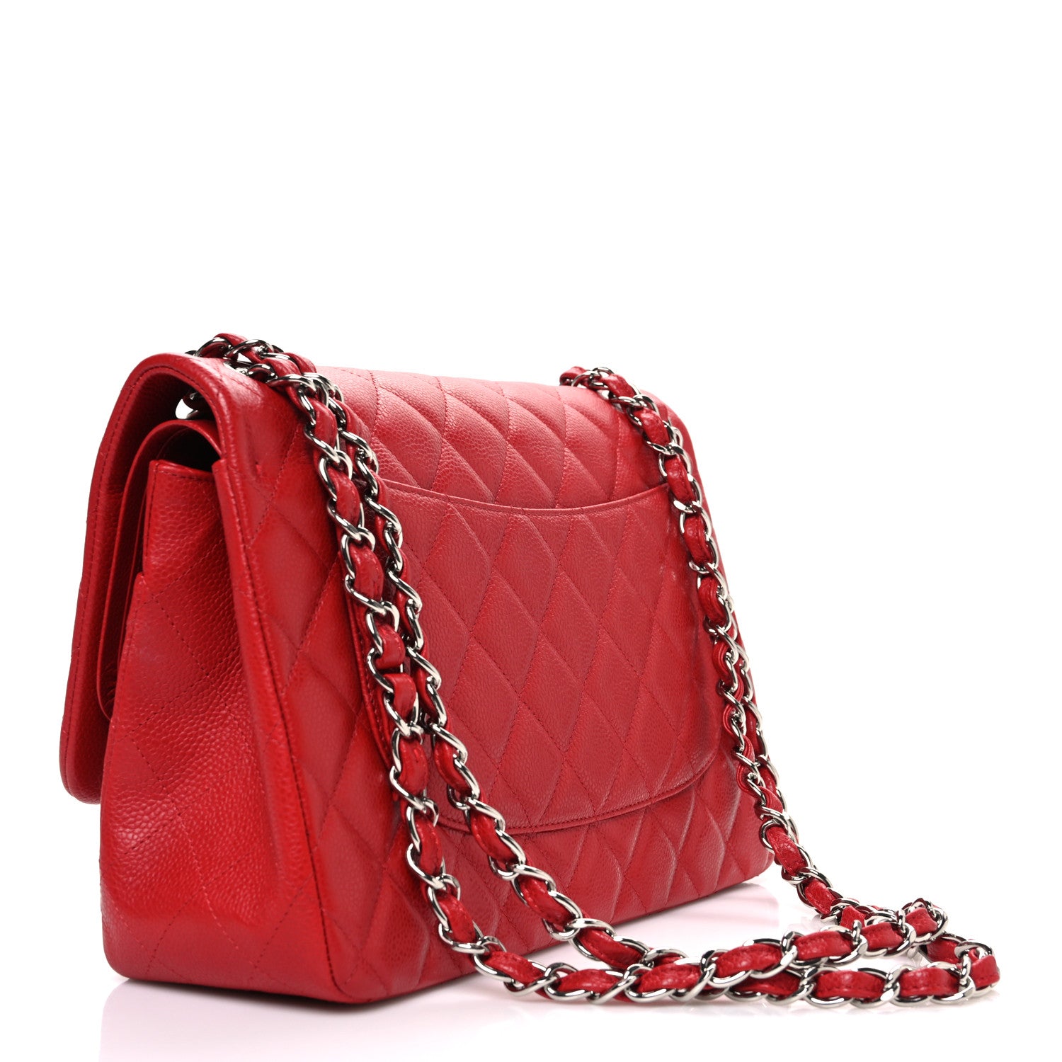 Chanel Caviar Quilted Jumbo Double Flap Red 3 of 12