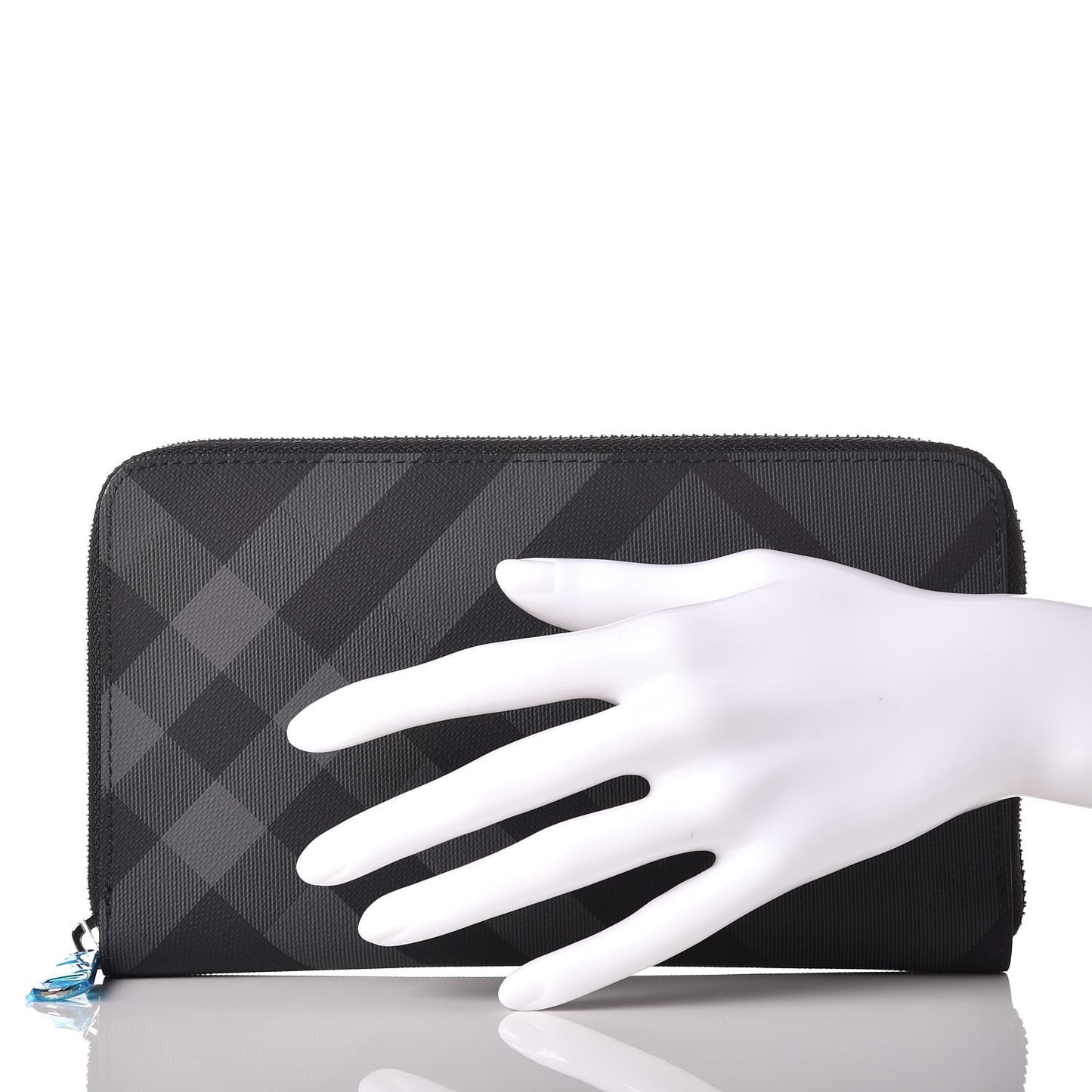 London Check Large Zip Around Wallet Charcoal