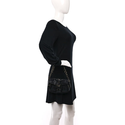 Prada Soft Calfskin Buckle Shoulder Bag Black 3 of 8
