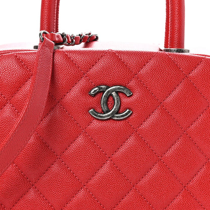 Chanel Caviar Quilted Small Coco Handle Bowling Bag Red 8 of 10