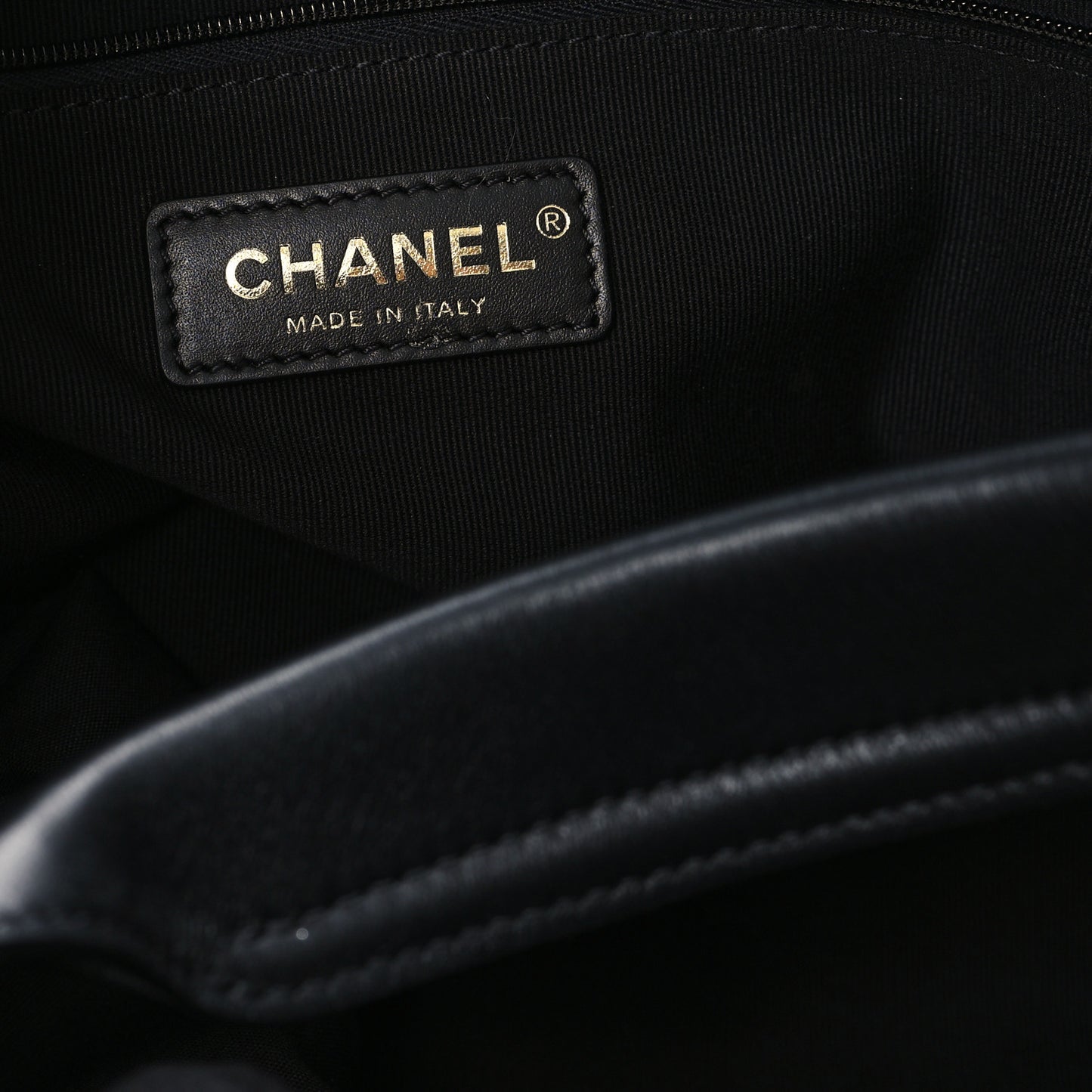 Calfskin Stitched Large Shopping Bag Black