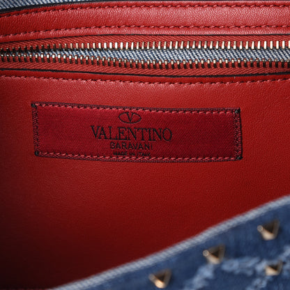 Valentino Garavani Denim Rockstud Spike Wallet on Chain Blue 8 of 8