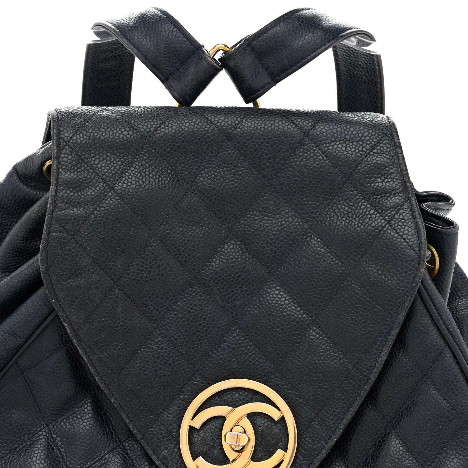 Chanel Caviar Quilted CC Drawstring Backpack Navy 8 of 14