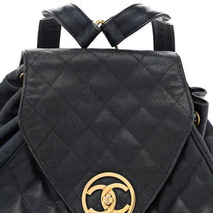 Chanel Caviar Quilted CC Drawstring Backpack Navy 8 of 14