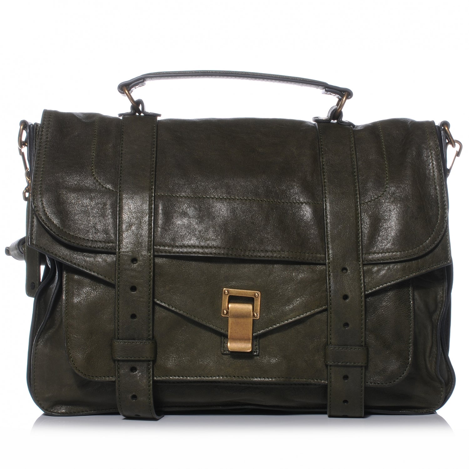 Proenza Schouler Lambskin PS1 Large Satchel Military 1 of 8