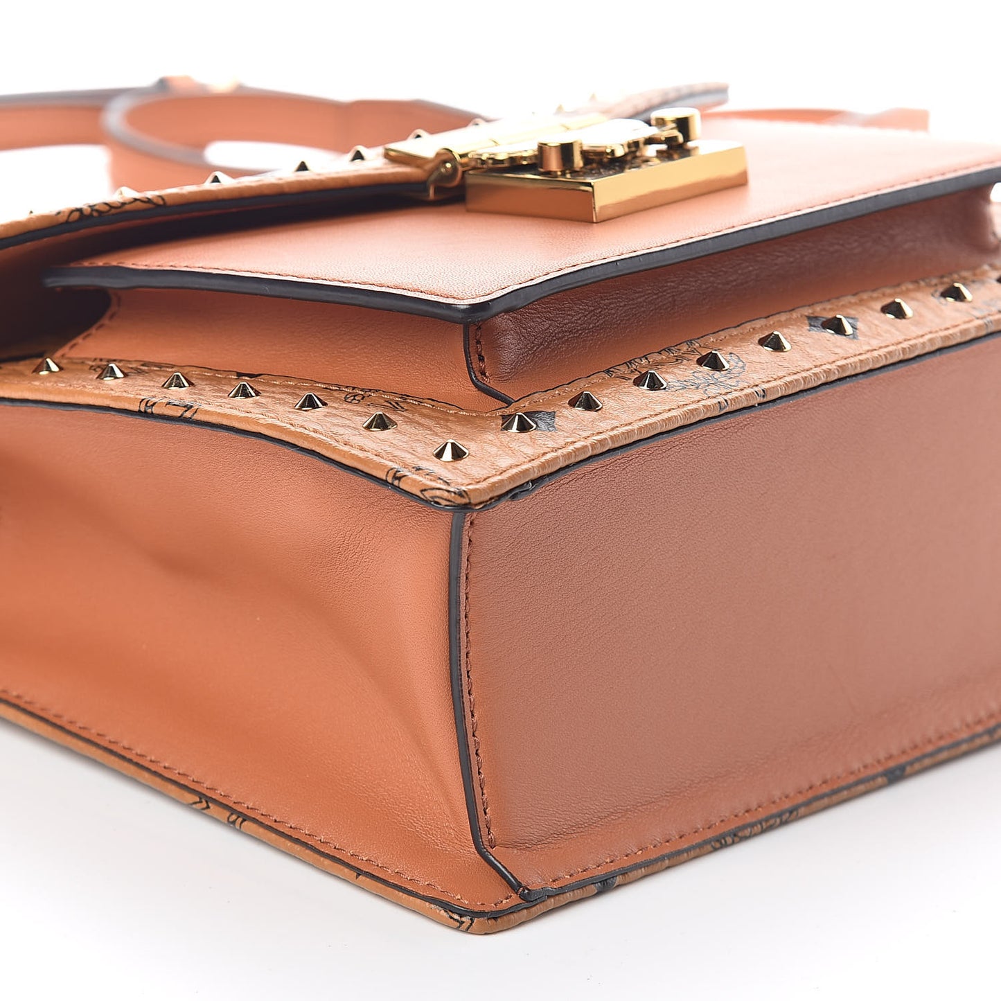 Visetos Studded Small Patricia Satchel Cognac