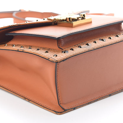MCM Visetos Studded Small Patricia Satchel Cognac 7 of 8