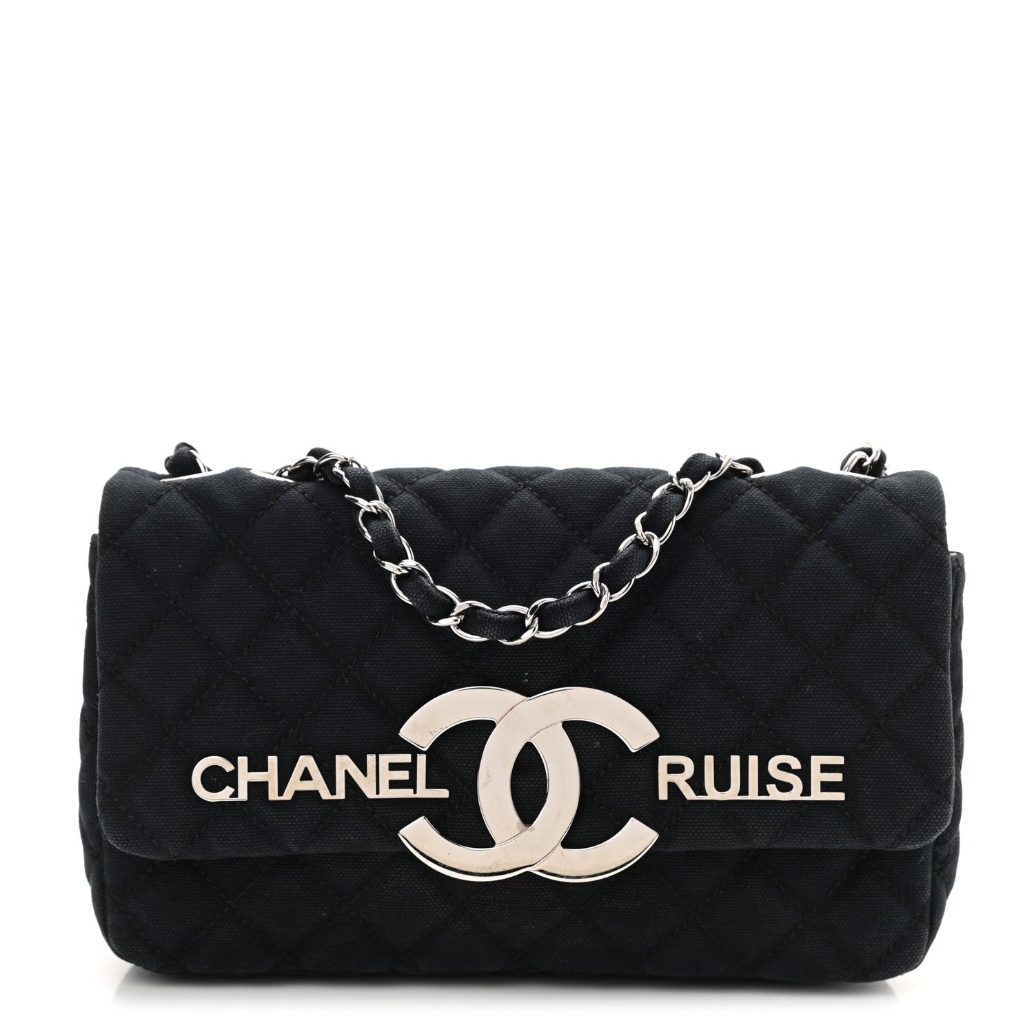Chanel Canvas Quilted CC Cruise Flap Black 1 of 12