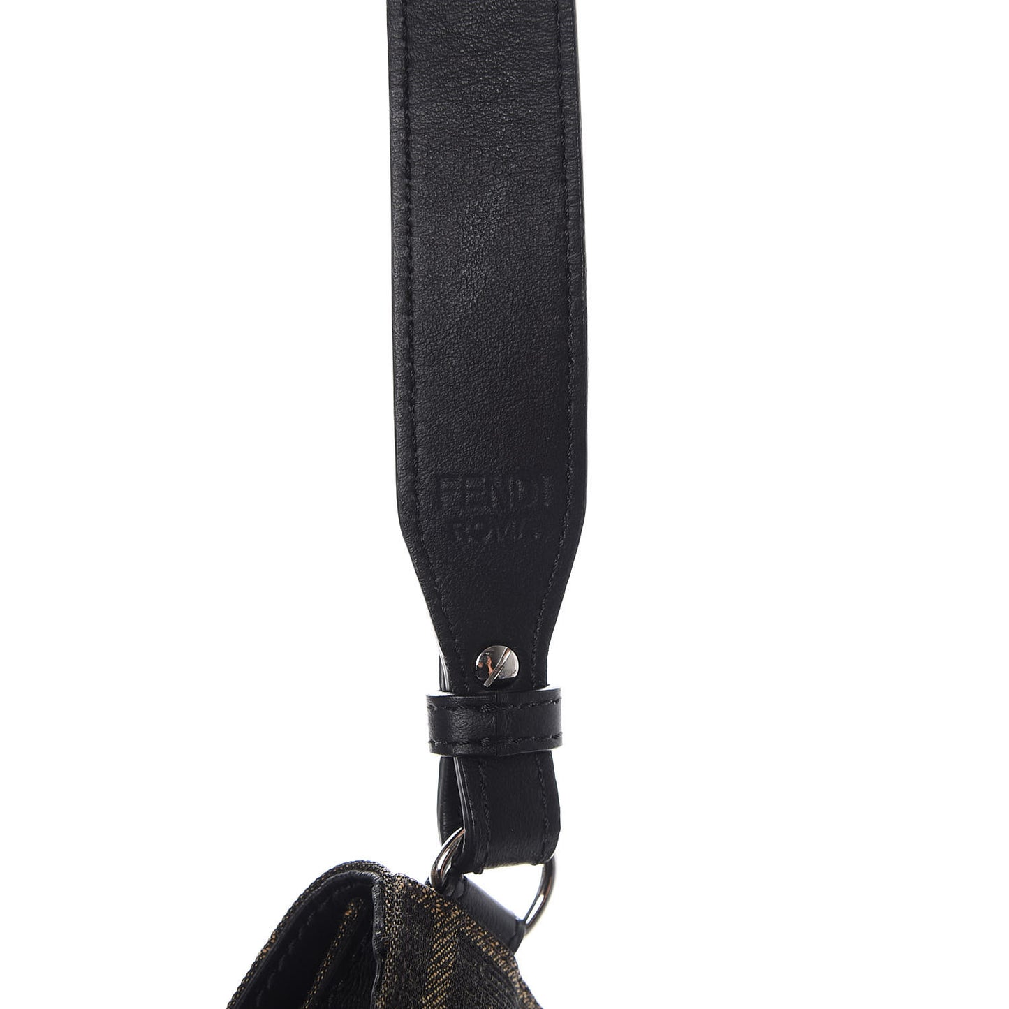 Recycled Fabric Jacquard Vitello Grace FF 1974 Baguette Belt Pouch Tobacco Moro Black