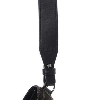 Fendi Recycled Fabric Jacquard Vitello Grace FF 1974 Baguette Belt Pouch Tobacco Moro Black 9 of 10