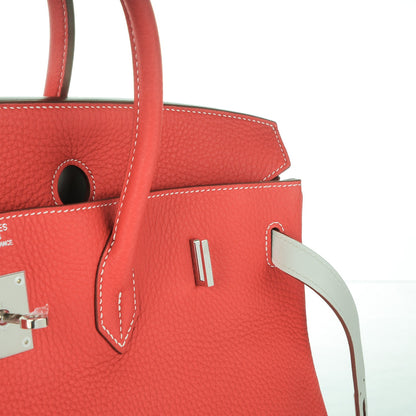 Hermes Taurillon Clemence Eclat Birkin 40 Sanguine Blanc 17 of 24