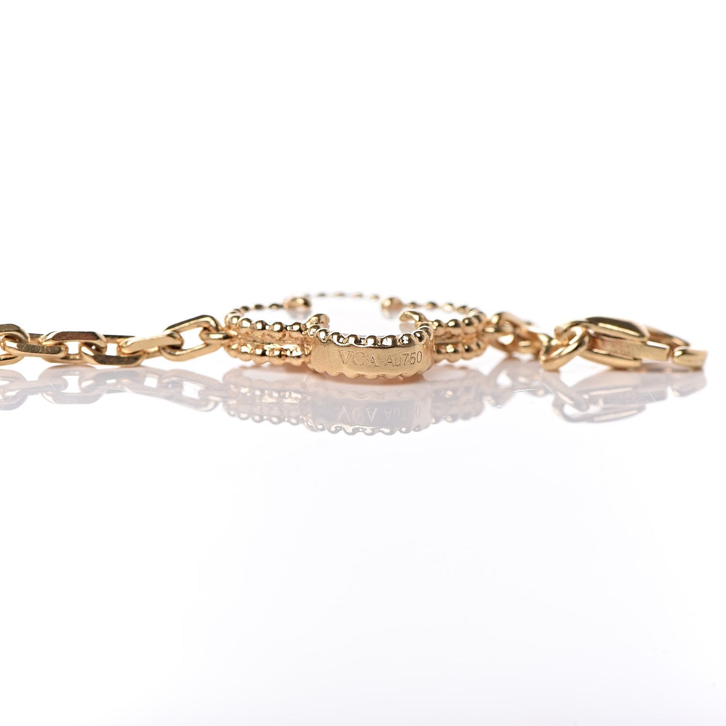 18K Yellow Gold Mother of Pearl 5 Motifs Vintage Alhambra Bracelet