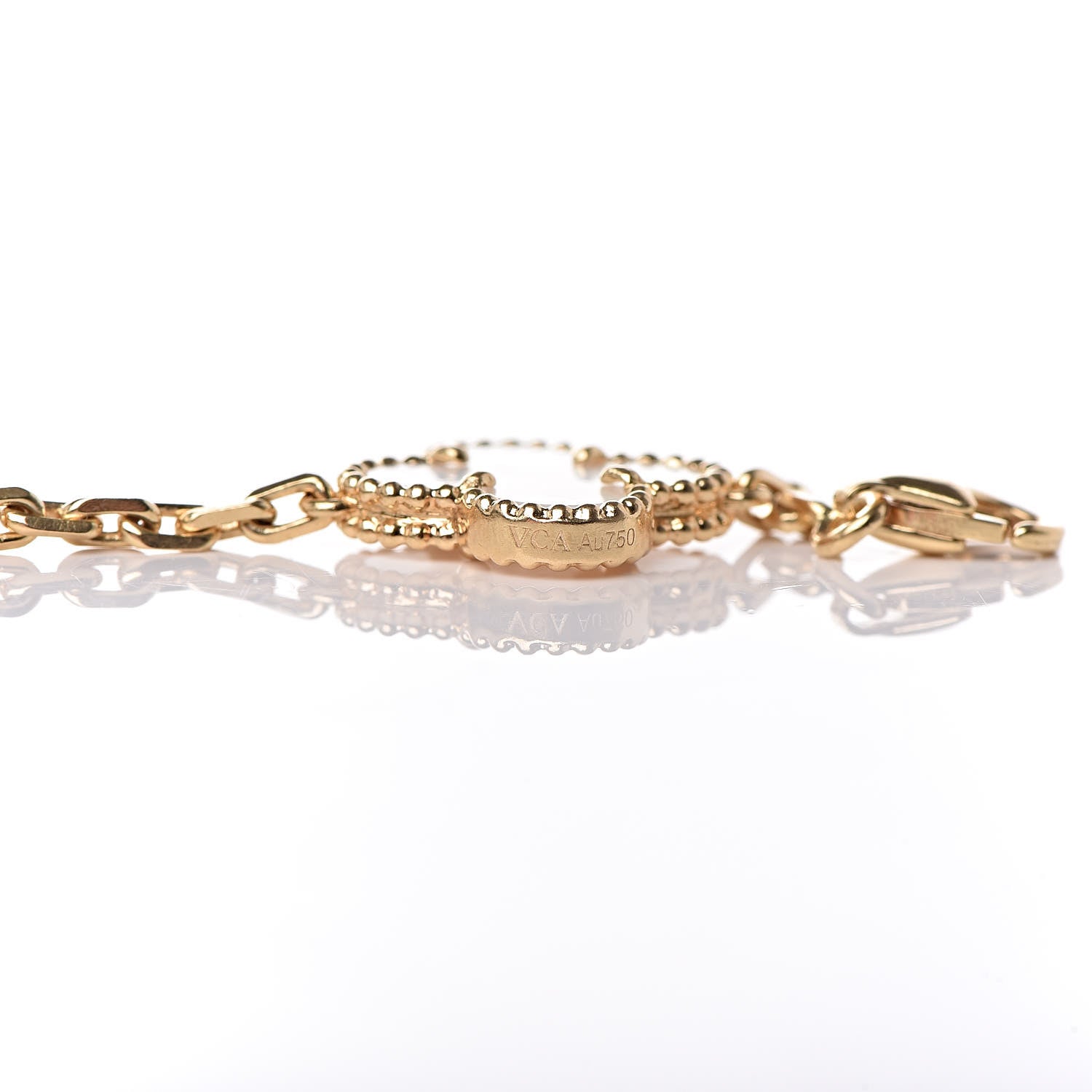 Van Cleef & Arpels 18K Yellow Gold Mother of Pearl 5 Motifs Vintage Alhambra Bracelet 5 of 6