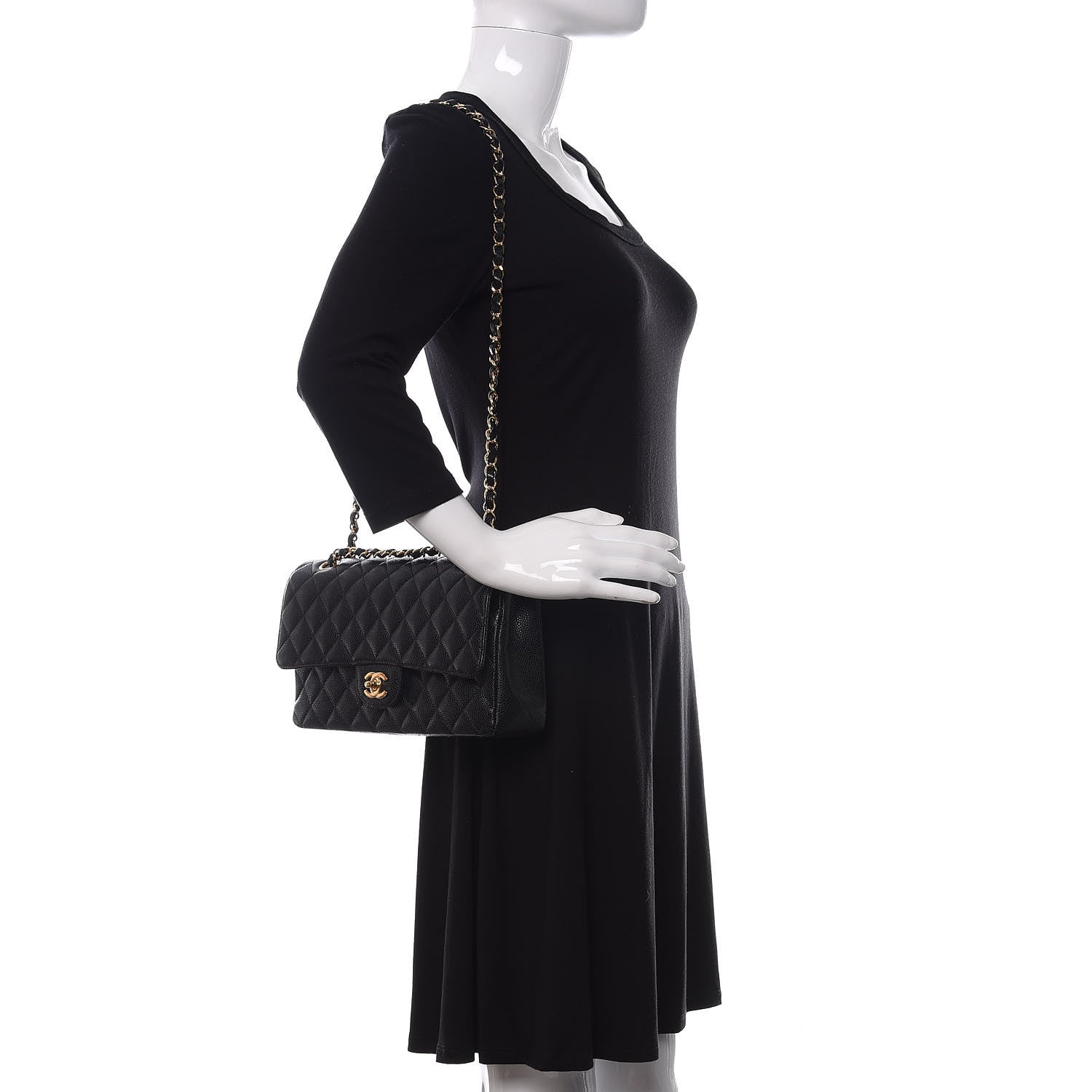 Chanel Caviar Quilted Medium Double Flap Black 2 of 12