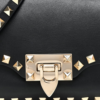 Valentino Garavani Vitello Mini Rockstud Flap Saddle Crossbody Bag Black 7 of 9