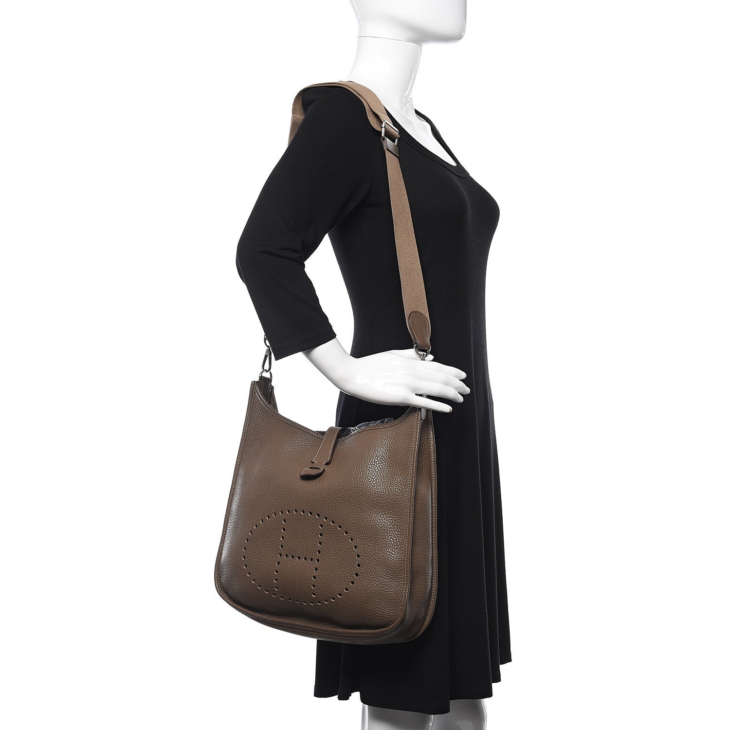 Hermes Taurillon Clemence Evelyne III GM Etoupe 2 of 11